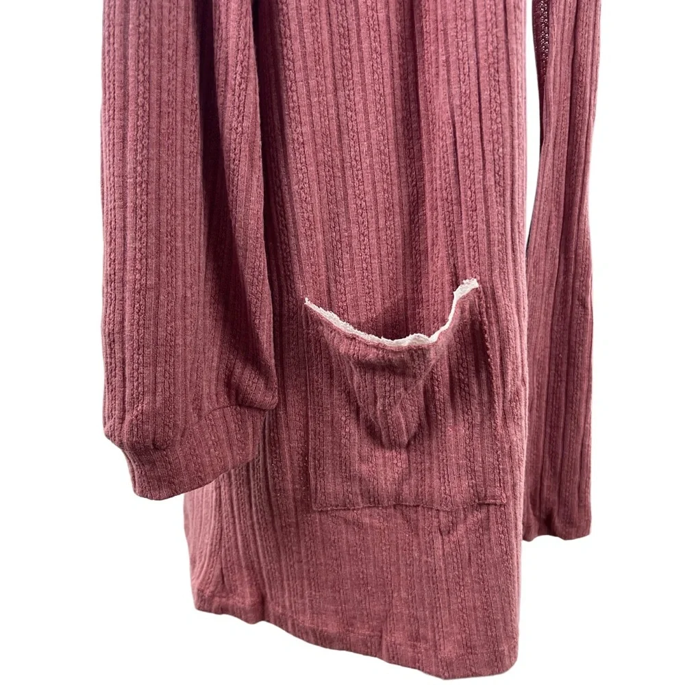 NWT Blu Pepper Cozy Ribbed Open Front Cardigan Rose Pink Size Medium